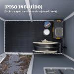 Abrigo de Jardim 1,14 m² 151x92x193 cm Abrigo de Exterior Metálico com Chão Porta de Correr Janela e Teto Inclinado Cinzento