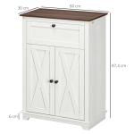 Aparador para Sala de Estar com Portas Duplas Gaveta e Prateleira Ajustável para Cozinha Dormitório 60x30x87,4 cm Branco