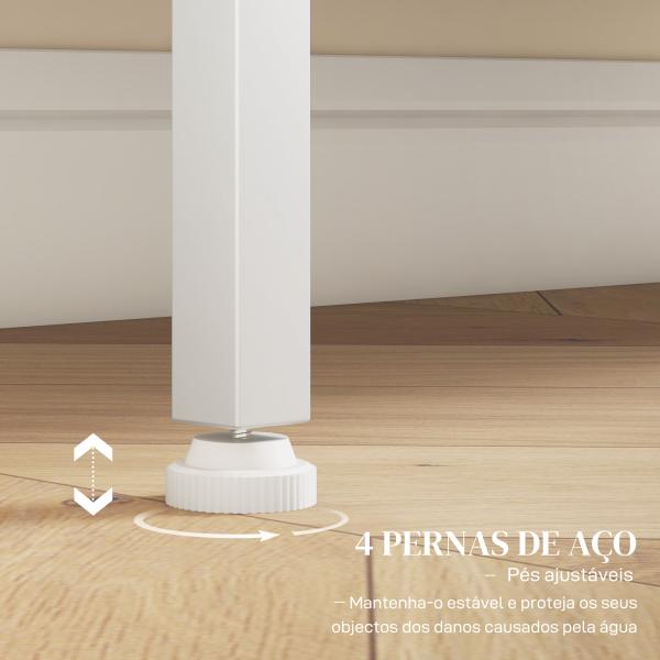 Aparador de 3 Níveis com Portas de Malha e Prateleira Ajustável Aparador de Cozinha Moderno para Sala 80x37x92 cm Branco