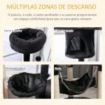 Árvore Arranhador para Gatos Grande Altura 153cm Torre de Escalada para Gatos com Caverna Redes Plataformas Postes Arranhadores de Sisal e Bola Suspensa Cinza Escuro