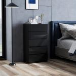 Cómoda com 5 Gavetas de Madeira Cómoda de Dormitório Cómoda Branca para Sala de Estar Estilo Moderno 55x34x100 cm Preto