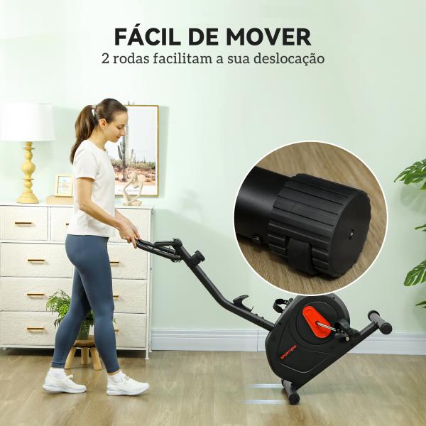 Bicicleta Estática com 8 Níveis de Resistência Magnética Sensor de Frequência Assento Ajustável Ecrã LCD 88x50,5x131,5 cm Preto