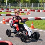Go Kart Elétrico para Crianças Kart a Bateria 12V Velocidade Ajustável 3 - 5 km/h e Cinto de Segurança 100x58x58,5 cm Branco