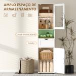 Coluna Casa de Banho com Porta de Vidro Prateleiras Ajustáveis Gaveta e Prateleira Aberta 40x30x165 cm Branco