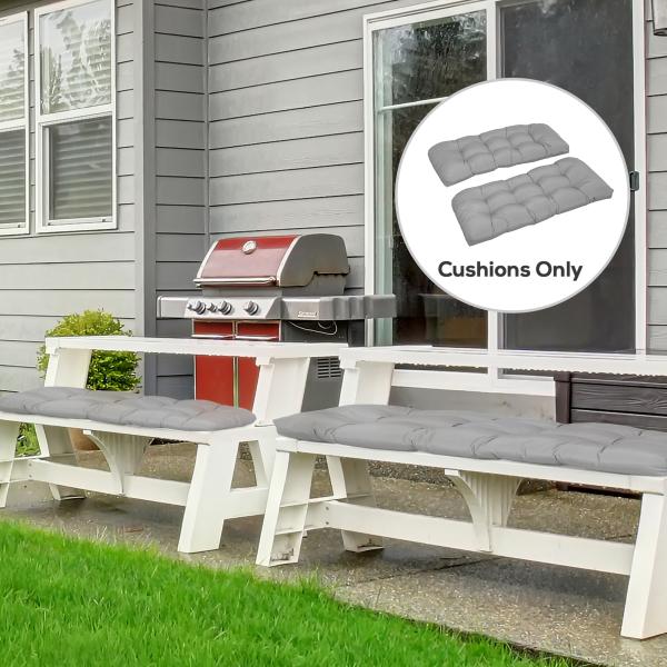 Almofada para Banco de 2 Lugares para Interior e Exterior com 8 Botões para Cadeiras Sofás 110x48x8 cm Cinzento