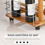 Carrinho de cozinha com bancada de madeira Cesta de armazenamento de fio de 4 camadas 47x 37x 83cm