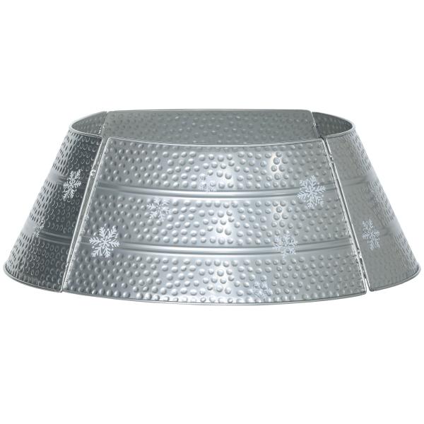 Saia para Árvore de Natal em Metal Impermeável, Decoração para Festas e Casa, 66x66x23 cm, Prateado