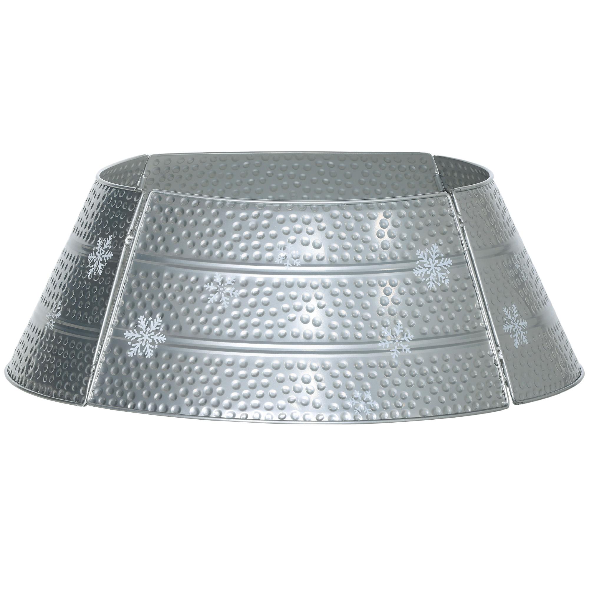 Saia para Árvore de Natal em Metal Impermeável, Decoração para Festas e Casa, 66x66x23 cm, Prateado