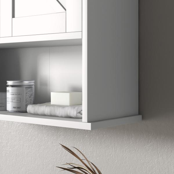 Armário de Parede para Casa de Banho Rústico com Compartimento Prateleira Ajustável 58x20x61,4 cm Branco