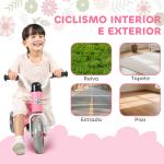 Bicicleta sem Pedais para Crianças dos 12 aos 36 Meses Bicicleta de Equilíbrio com Guiadores com Rotação Limitada a 60° 69x40x49 cm Rosa