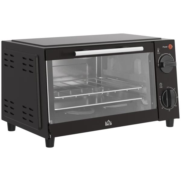 Mini Forno Elétrico 9L com Temperatura Ajustável até 230°C Temporizador 60 min e Bandeja para Assar 35x24,6x20 cm Preto