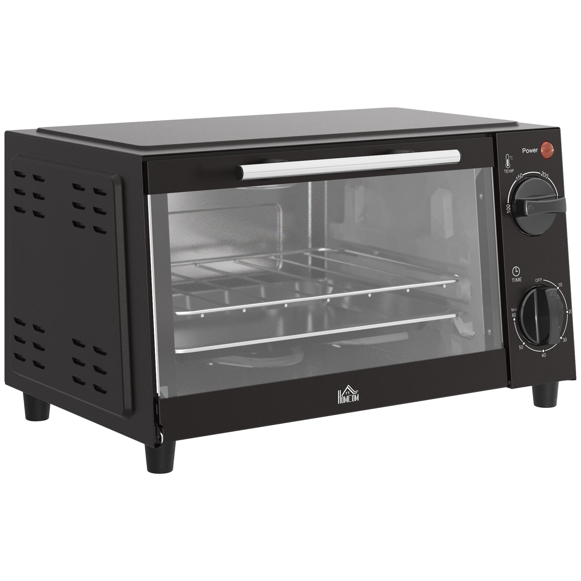 Mini Forno Elétrico 9L com Temperatura Ajustável até 230°C Temporizador 60 min e Bandeja para Assar 35x24,6x20 cm Preto
