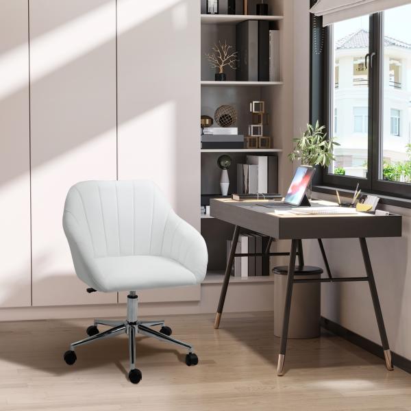Cadeira de Escritório Operativa Giratória com Altura Ajustável Encosto e Apoio para os Braços 60x59x79 - 89cm Branco