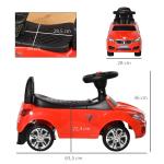 Carro Andador para Crianças de 18 - 36 Meses com Faróis Música Buzina Volante Compartimento de Armazenamento e Alça para Empurrar 63,5x28x36 Vermelho