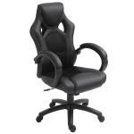 Cadeira de Escritório Ergonómica Cadeira de Escritório Giratória com Altura Ajustável Encosto Alto Estofado em Couro PU e Malha Transpirável 71x61x108 - 118cm Preto