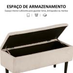 Banco de Armazenamento em Borrego Capacidade 47L Tampa Abatível e Pés de Madeira de Borracha Carga 120 kg 95x38x45 cm Bege