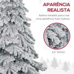 Árvore de Natal Ø116x180 cm Neve Artificial com 627 Pontas de PVC Base Dobrável e Suporte de Metal Decoração de Natal Verde e Branco