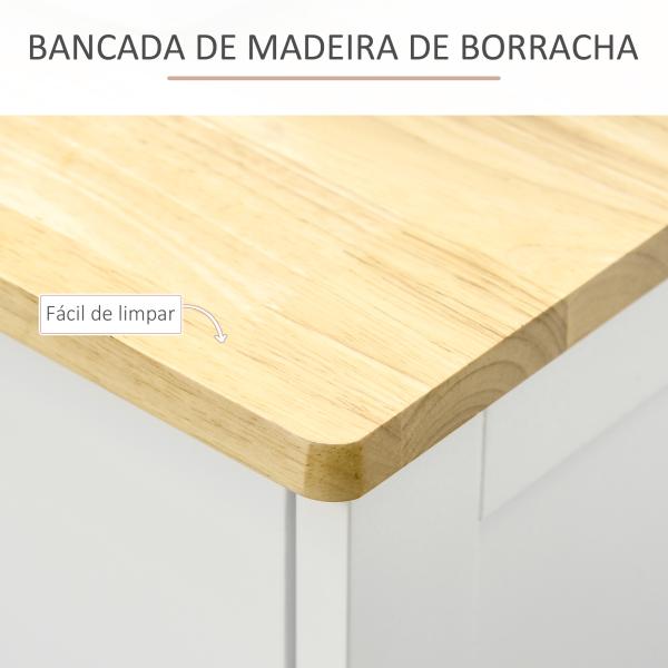 Aparador de Cozinha com 3 Gavetas 3 Portas e Prateleiras Ajustáveis Móvel Auxiliar de Armazenamento 101x40x85 cm Branco