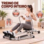 Máquina de Remo Hidráulico Dobrável com 4 Níveis de Resistência Ecrã Digital e Pedal Antiderrapante para Fitness em Casa Aço 129x70x70cm Preto e Prata