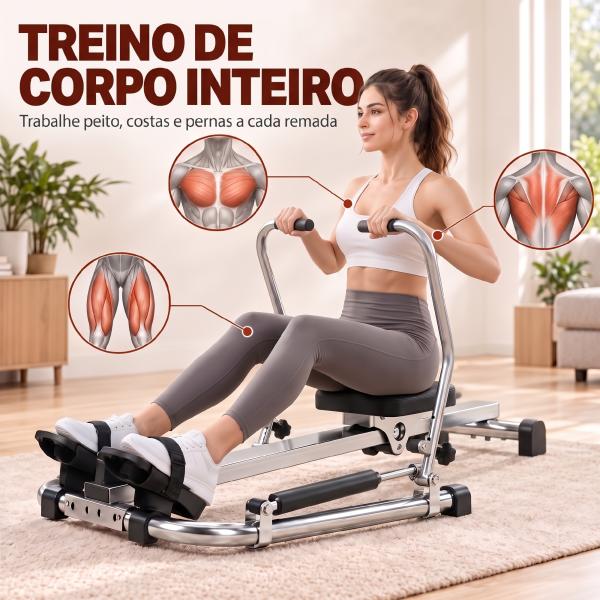 Máquina de Remo Hidráulico Dobrável com 4 Níveis de Resistência Ecrã Digital e Pedal Antiderrapante para Fitness em Casa Aço 129x70x70cm Preto e Prata