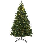 Árvore de Natal 210 cm com 350 Luzes LED, 11 Modos, Controlo Remoto e Base Dobrável em Aço, Verde