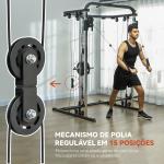 Máquina Multi Estação de Musculação Máquina de Musculação com Suporte para Agachamentos e Barra para Pesos 210x132x225 cm Preto