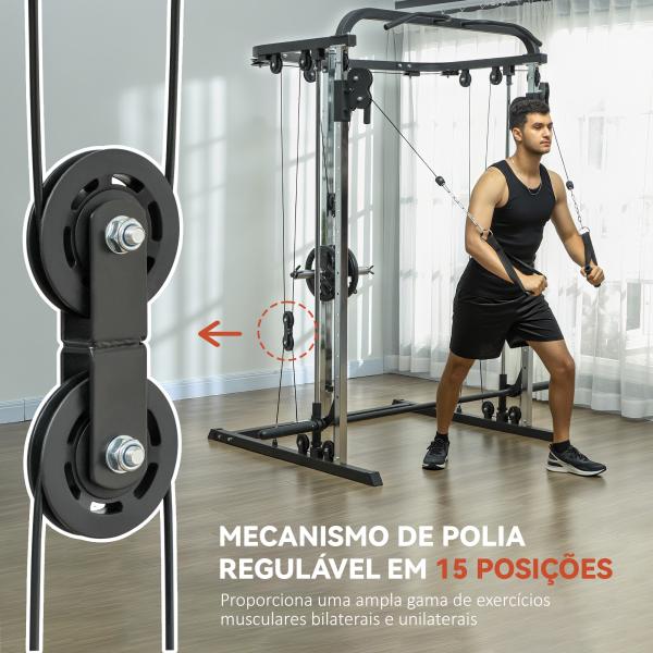 Máquina Multi Estação de Musculação Máquina de Musculação com Suporte para Agachamentos e Barra para Pesos 210x132x225 cm Preto