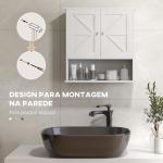 Armário de Parede para Casa de Banho Rústico com Compartimento Prateleira Ajustável 58x20x61,4 cm Branco