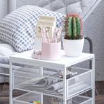 Carrinho Auxiliar com Rodas Carrinho de Armazenamento com 3 Gavetas de Armazenamento 34x29,5x57,5 cm Branco
