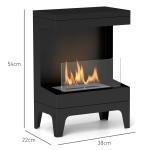 Lareira de Bioetanol com Depósito de 0,9L Apagador de Chamas de Aço Inoxidável Tempo de Combustão 3,3H para Interiores 15 - 20 m² 38x22x54 cm Preto