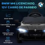 Carro Elétrico para Crianças BMW M4 12V com Controlo Remoto Faróis Buzina Música e Velocidade 3 - 5 km/h 108x69,5x51 cm Preto