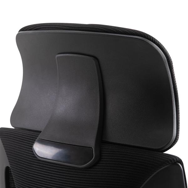 Cadeira de escritório ergonômica Cadeira de mesa inclinável ajustável em altura com encosto de braço Encosto de cabeça 5 rodas Suporta até 120 kg 64x58x116 - 126 cm Preto