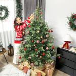 Árvore de Natal Artificial 210 cm com 1123 Ramos Densos e Suporte Metálico Dobrável para Interior Verde