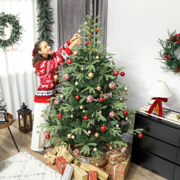Árvore de Natal Artificial 210 cm com 1123 Ramos Densos e Suporte Metálico Dobrável para Interior Verde
