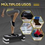 Step para Exercício Aeróbico Plataforma Step com Altura Ajustável em 3 Níveis com Carga Máxima 150kg para Exercício em Academia Casa 80x31x10 - 20cm Preto e Branco