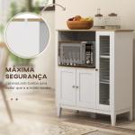 Móvel Auxiliar de Cozinha Moderno Móvel para Micro - Ondas com Prateleiras 3 Portas Compartimento Aberto 80x35x97 cm Branco