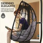 Cadeira Suspensa com Suporte Baloiço Jardim com Cesto Dobrável Almofada e Apoio de Cabeça 98x95x198 cm Cinzento