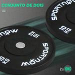 Anilhas Olímpicas 2x10 kg com Orifício Ø50 mm em Borracha para Barras e Halteres, Preto