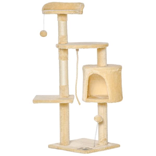 Árvore de gato com plataformas Cabines Bolas de jogo bege 40x40x114cm