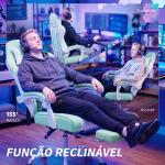 Cadeira Gaming Reclinável 155° com Suporte Lombar com Massagem Apoio de Cabeça e Apoio para os Pés 63x66x126 - 134 cm Azul Claro