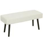 Banco de Pé de Cama em Bombazina com Assento Acolchoado, Design Capitoné e Pernas de Aço para Quarto Branco Creme