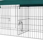 Gaiola para Animais Pequenos Gaiola para Roedores de Aço com Porta e Toldo para Coelhos Chinchilas Galinhas 220x85x70 cm Verde