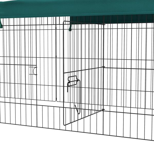 Gaiola para Animais Pequenos Gaiola para Roedores de Aço com Porta e Toldo para Coelhos Chinchilas Galinhas 220x85x70 cm Verde