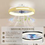 Ventilador de Teto com Luz LED 40 W Motor DC Reversível Comando 6 Velocidades 3 Cores Temporizador Madeira