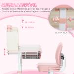 Conjunto de Secretária e Cadeira para Crianças com Altura Ajustável Gaveta Prateleiras e Bancada Inclinável 80x52x88 - 109 cm Rosa e Branco