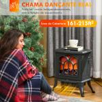 Lareira Elétrica 750/1500 W Lareira Decorativa com 2 Níveis de Potência Efeito Chama Área de Cobertura 15 - 20 m² 37,3x23,1x44 cm Preto