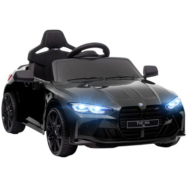Carro Elétrico para Crianças BMW M4 12V com Controlo Remoto Faróis Buzina Música e Velocidade 3 - 5 km/h 108x69,5x51 cm Preto