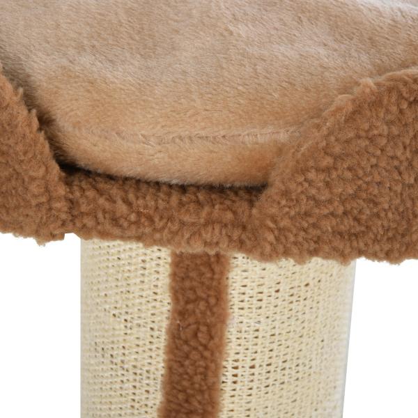 Arranhador para Gatos Altura 91 cm de 3 Níveis com Ninho Plataforma e Poste de Sisal 45x45x91 cm Marrom Claro