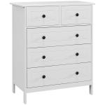 Cómoda de Dormitório com 5 Gavetas e Puxadores Cómoda Alta para Sala de Estar Estúdio Estilo Moderno 74x40x91 cm Branco