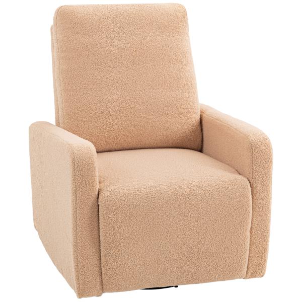 Poltrona Relax Reclinável Manual Poltrona Relax de Borreguito com Função de Baloiço 360° Reclinável até 135º 76x94x100 cm Marrom Claro